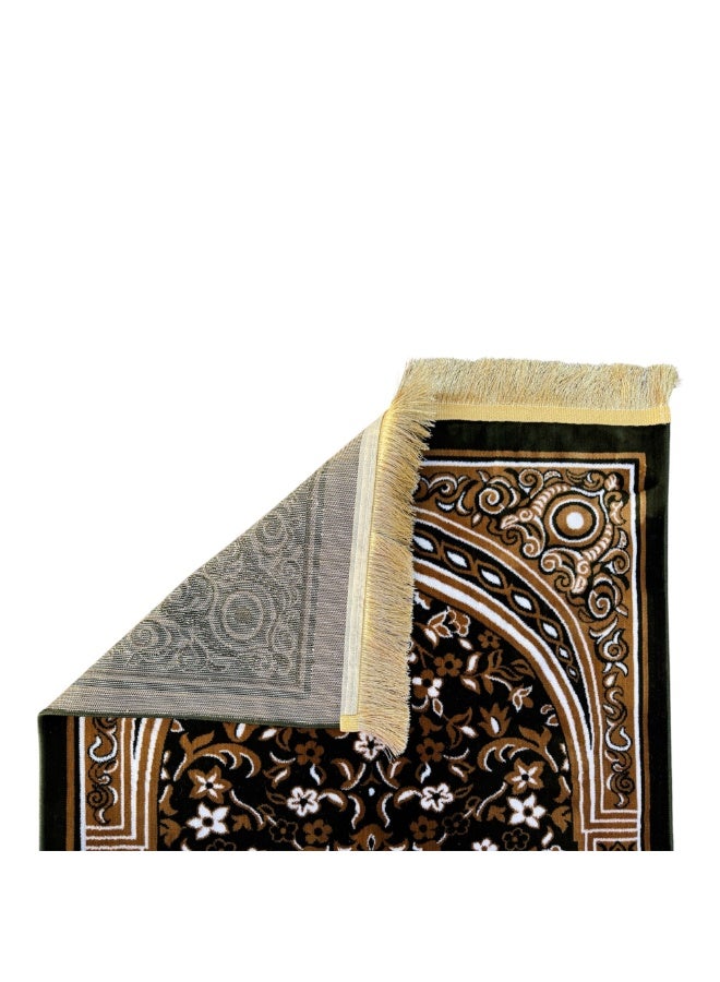 Islamic Prayer Mat for Salah – Floral Design Prayer Rug with Traditional Mihrab Pattern, Soft and Comfortable(Dark Green). - Image 3